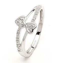 hjerte ring i 8 karat hvitt