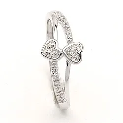 hjerte ring i 8 karat hvitt