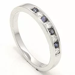 bestillingsvare - blå safir ring i 14 karat hvitt gull 0,12 ct 0,20 ct