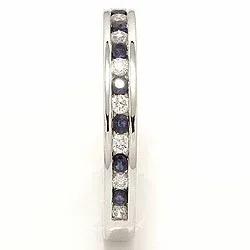 bestillingsvare - safir diamantring i 14 karat hvitt gull 0,17 ct 0,24 ct