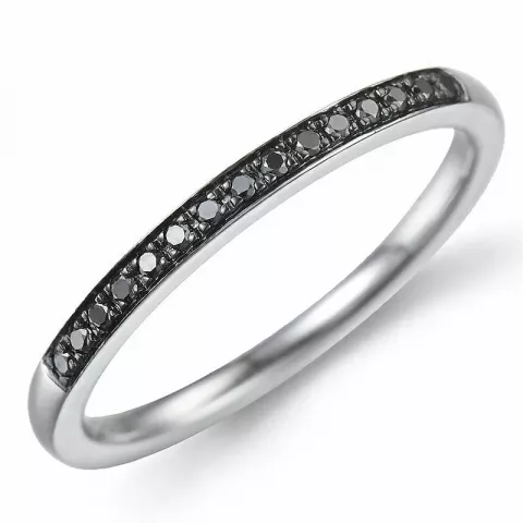 svart diamant ring i 14 karat hvitt gull 0,09 ct 