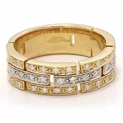 diamant gull ring i 14 karat gull og hvitt gull 0,29 ct