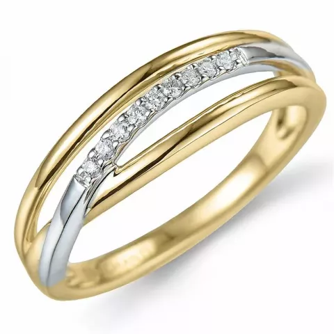 fingerring abstrakt diamant ring i 14 karat gull og hvitt gull 0,07 ct