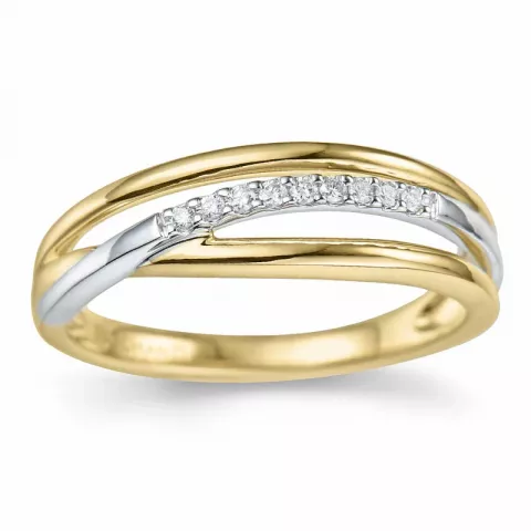 fingerring abstrakt diamant ring i 14 karat gull og hvitt gull 0,07 ct