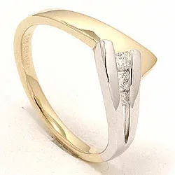 gull ring i 14 karat gull og hvitt gull 0,10 ct