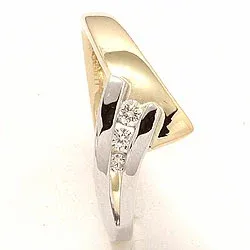 gull ring i 14 karat gull og hvitt gull 0,10 ct