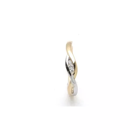 abstrakt diamant ring i 14 karat gull og hvitt gull 0,04 ct