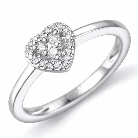 Hjertering i 14 karat hvitt gull 0,129 ct