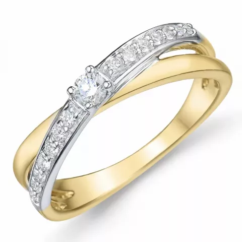 diamant ring i 14 karat gull og hvitt gull 0,25 ct
