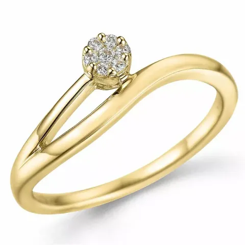 Smal gull ring i 14 karat gull 0,05 ct