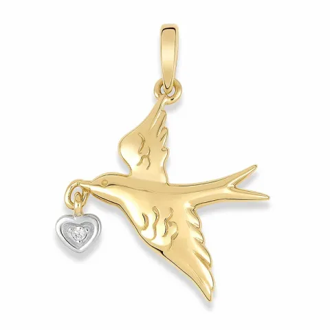 fugl anheng i 9 karat gull med rhodium