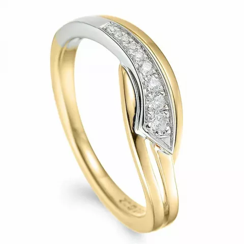 abstrakt diamant ring i 14 karat gull og hvitt gull 0,09 ct