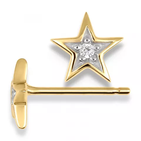 stjerne øredobber i 9 karat gull med rhodium med zirkon