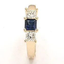 Safir ring i 14 karat gull 0,52 ct 0,36 ct