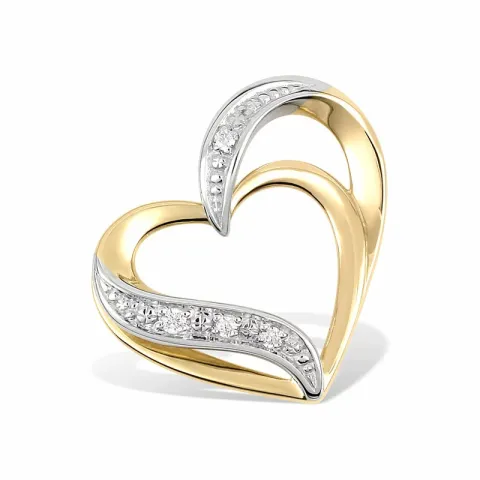 hjerte anheng i 9 karat gull med rhodium