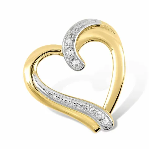 hjerte anheng i 9 karat gull med rhodium