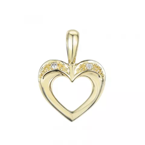 hjerte diamant anheng i 14 karat gull 0,02 ct