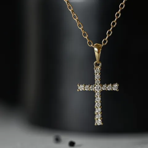 kors diamantanheng i 14 karat gull 0,28 ct