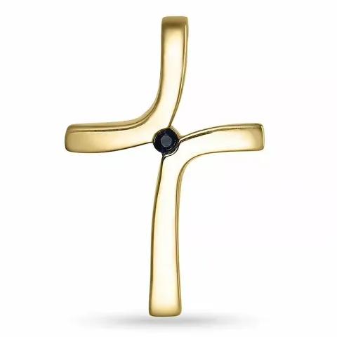 Kors safir anheng i 14 karat gull 0,04 ct