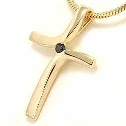 Kors safir anheng i 14 karat gull 0,04 ct