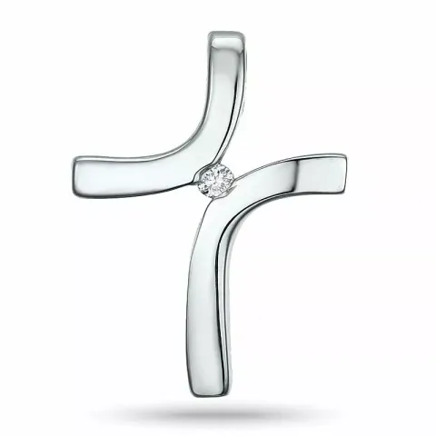 kors diamantanheng i 14 karat hvitt gull 0,01 ct