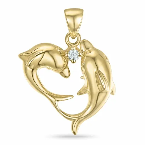 delfin anheng i 14 karat gull 0,04 ct