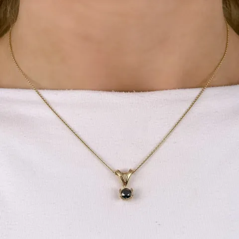 svart diamant anheng i 14 karat gull 0,50 ct