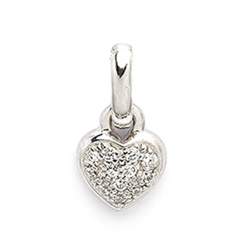 Hjerte anheng i 9 karat hvitt gull