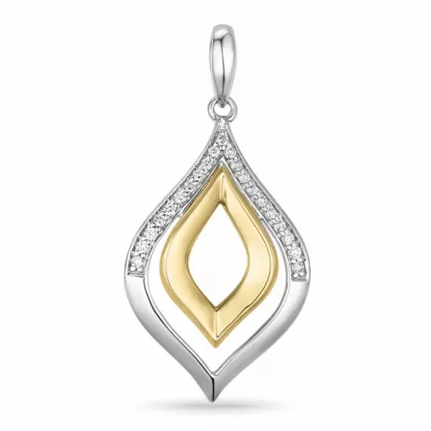 Stort diamantanheng i 14 karat gull og hvitt gull 0,12 ct