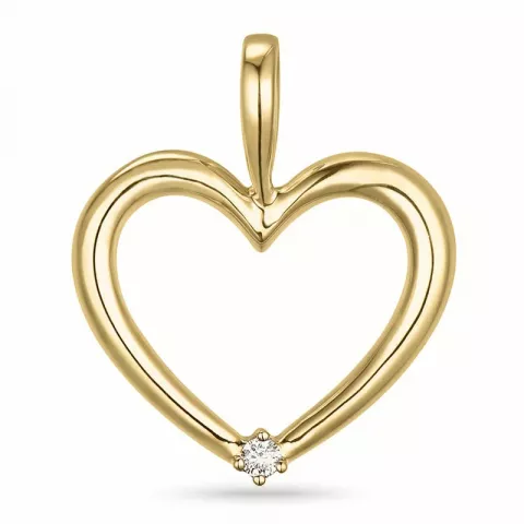 hjerte diamantanheng i 14 karat gull 0,02 ct