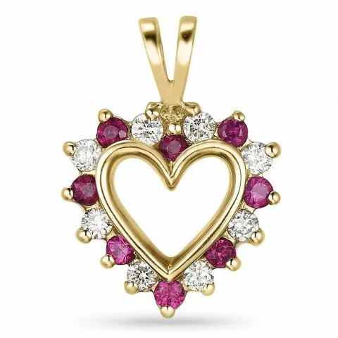hjerte rubin anheng i 14 karat gull 0,13 ct 0,20 ct