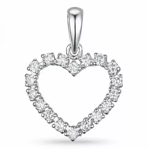 Hjerte diamantanheng i 14 karat hvitt gull 0,39 ct