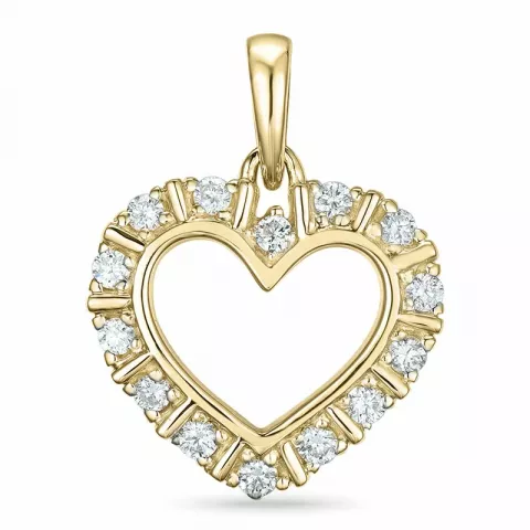 hjerte diamant anheng i 14 karat gull 0,26 ct