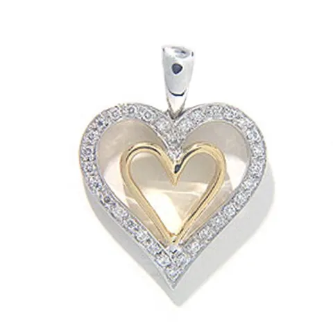 hjerte anheng i 14 karat gull og hvitt gull 0,15 ct