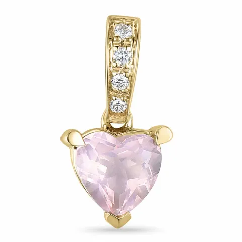hjerte kvarts gull anheng i 14 karat gull 0,03 ct 0,80 ct