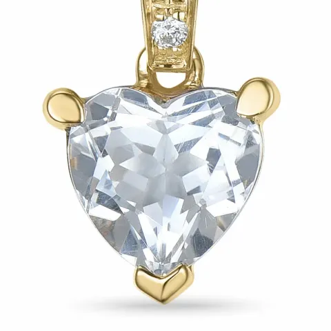 hjerte kvarts anheng i 14 karat gull 0,03 ct 0,80 ct