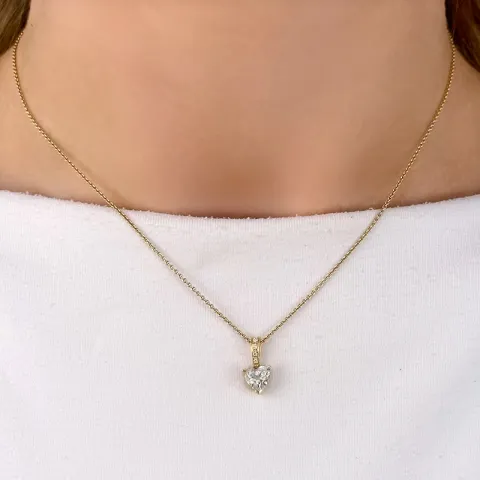 hjerte kvarts anheng i 14 karat gull 0,03 ct 0,80 ct