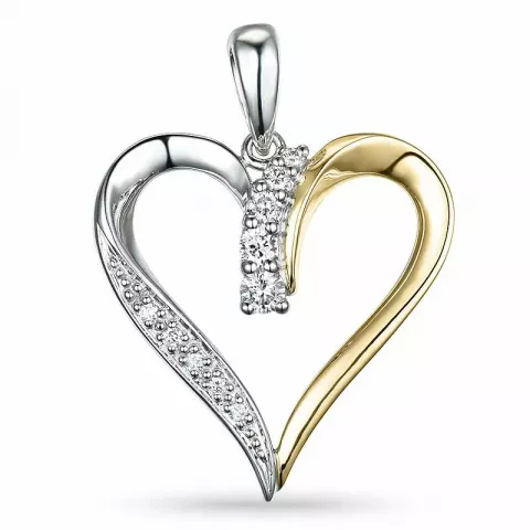 hjerte diamant anheng i 14 karat gull og hvitt gull 0,19 ct