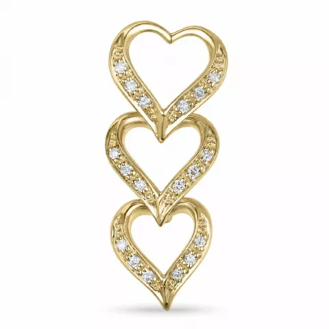 hjerte diamant anheng i 14 karat gull 0,10 ct