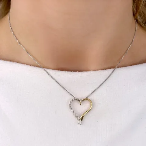 hjerte diamant anheng i 14 karat gull og hvitt gull 0,32 ct