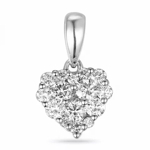 hjerte diamant anheng i 14 karat hvitt gull 0,35 ct
