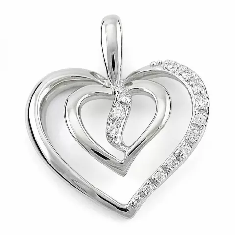 hjerte diamant anheng i 14 karat hvitt gull 0,07 ct