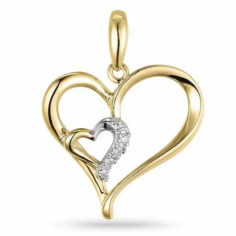 hjerte diamant anheng i 14 karat gull og hvitt gull 0,03 ct
