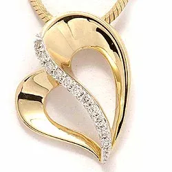 diamant anheng i 14 karat gull 0,09 ct