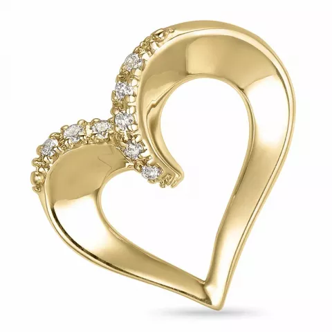 hjerte diamantanheng i 14 karat gull 0,06 ct
