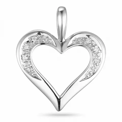 hjerte diamant anheng i 14 karat hvitt gull 0,03 ct