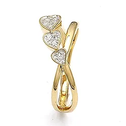 hjerte zirkon ring i 9 karat gull