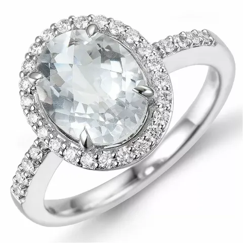 oval diamantring i 14 karat hvitt gull 0,30 ct 2,55 ct