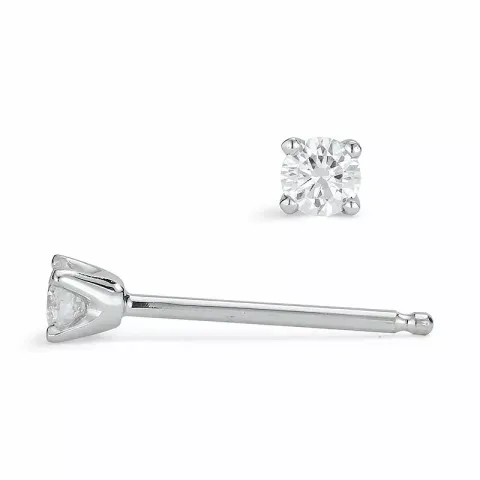 2 x 0,08 ct diamant solitaireørepynt i 14 karat hvitt gull med diamant