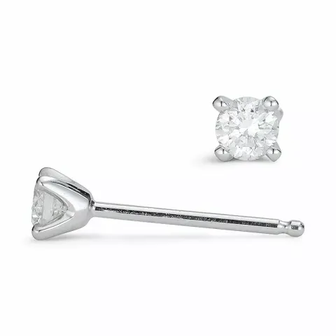 2 x 0,13 ct diamant solitaireørepynt i 14 karat hvitt gull med diamant